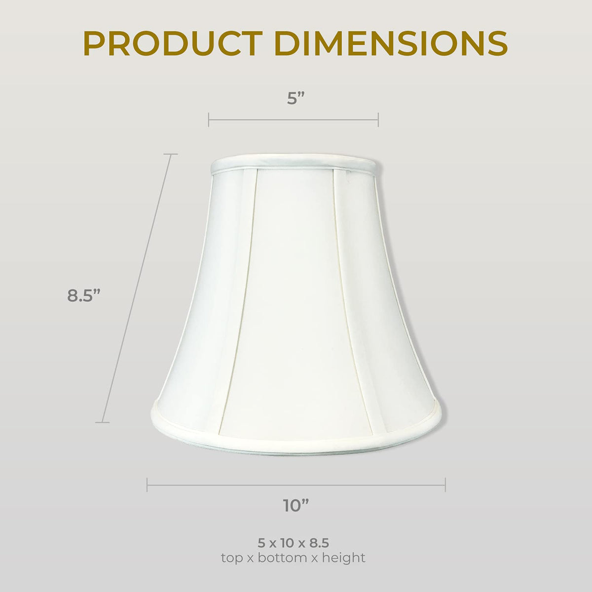 Royal Designs Pantalla de lámpara True Bell, Tradicional, 5 x 10 x 8.5, Blanco