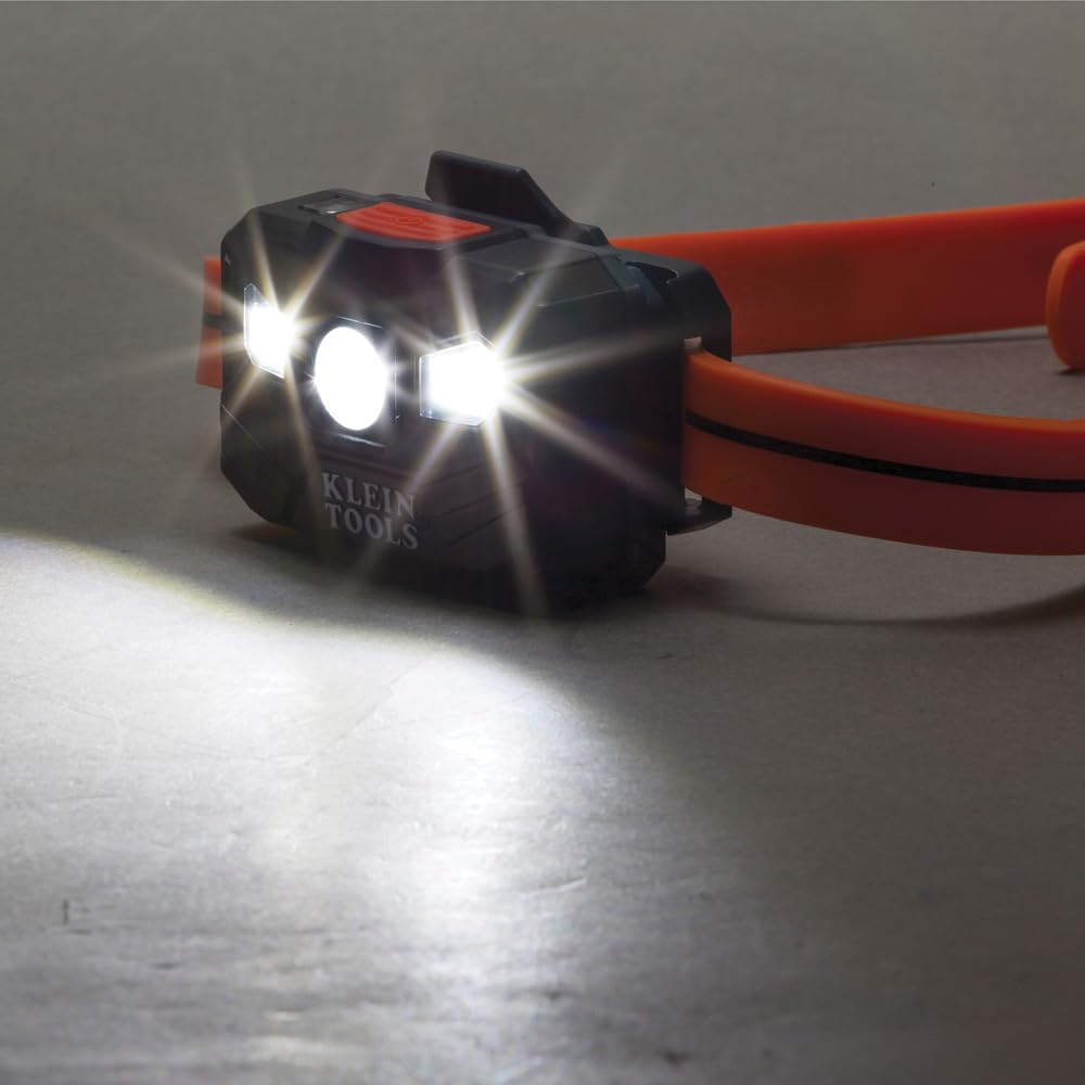Klein Tools 56064 - Faro LED recargable de apagado automático, correa de silicona, 400 lms, tiempo de funcionamiento durante todo el día, para el trabajo, correr, senderismo al aire última