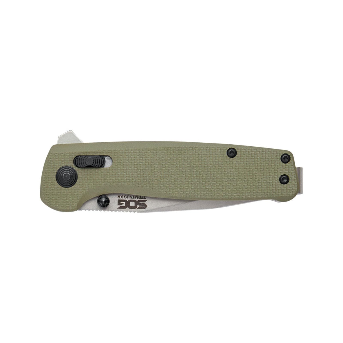 SOG Terminus XR G10 - Cuchillos plegables ambidiestros de bolsillo EDC para llevar diario, mango G10, hoja de acero D2 resistente al desgaste