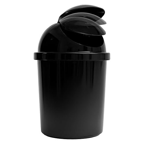 JOY - Bote de Basura Redondo, Pack de 2, con Tapa de Balancín, Ideal para Mantener la Limpieza en el Hogar y Oficina, 5 Litros de Capacidad, Plástico Libre de BPA, Negro