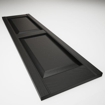 Ekena Millwork vinilo estándar dos paneles iguales con persianas elevadas, 14 3/4"W x 43"H, Negro
