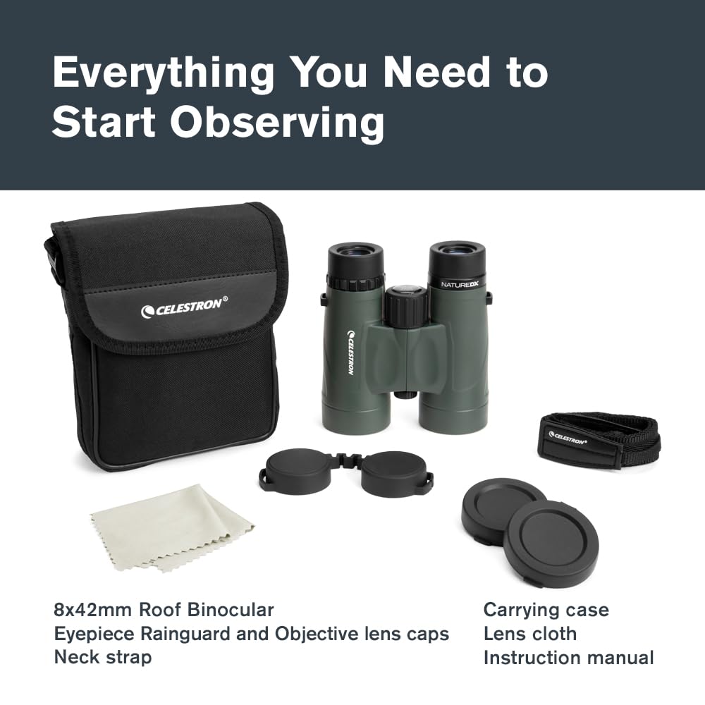 Celestron – Nature DX 8x42 – Outdoor and Birding Binocular – Fully Multi-Coated with BaK-4 Prisms – Rubber Armored – Fog & Waterproof – Top Pick Optics
