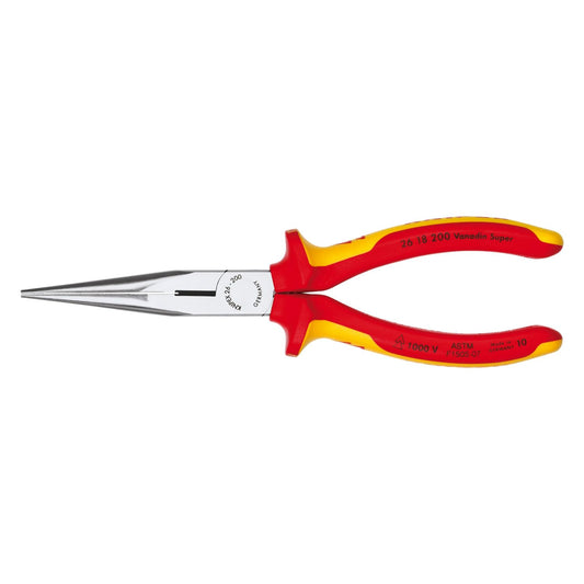 KNIPEX Herramientas - Alicates de punta larga con cortador, aislamiento de 1000 V (2618200SBA), amarillo