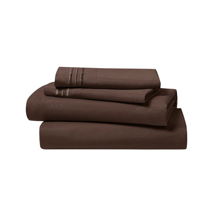 CLARA CLARK Premier 1800 Collection Hoja de Cama Set, Juego de sábanas 4 Piezas, Chocolate Brown, Tamaño King