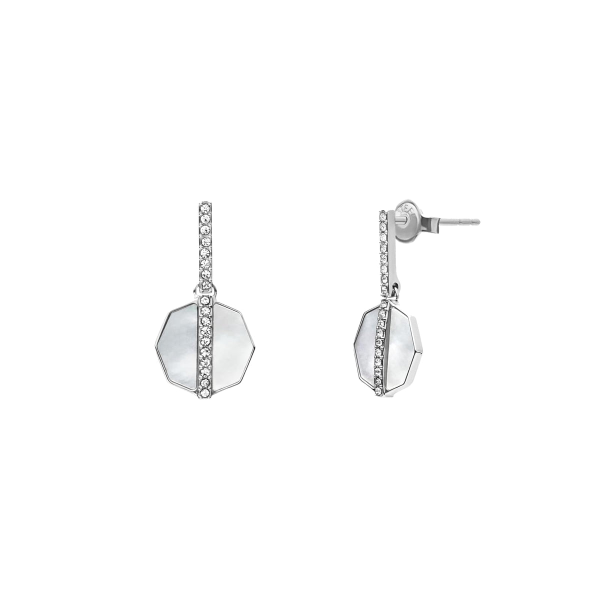 Fossil Ellis - arete de aro de latón brillante para mujer