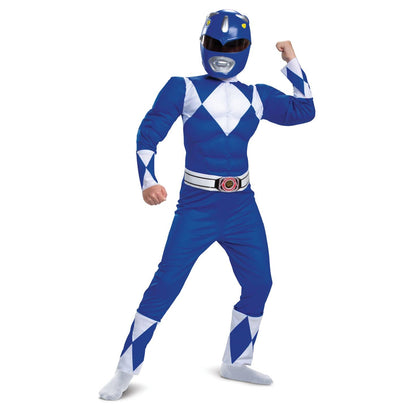 Halo Infinite Master Chief Costume, Kids Size Muscle Padded Video Game Inspired Character Jumpsuit, Child Size Medium (7-8) - Mediano (7-8) - Azul y Whte