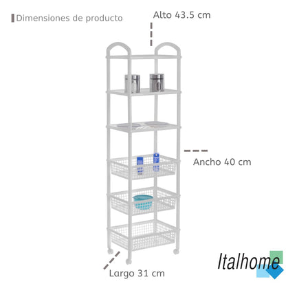 Liftor Italhome Estante De Plástico, Organizador De Cocina con Ruedas Prakti Alacena