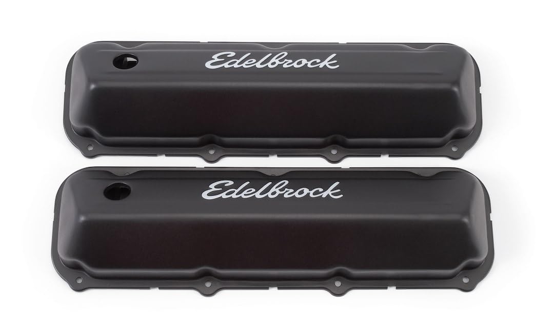 Edelbrock 4473 signature series cubierta de la válvula Chrysler 318 - 360 perfil bajo acabado chapado en cromo w/negro signature series cubierta de la válvula