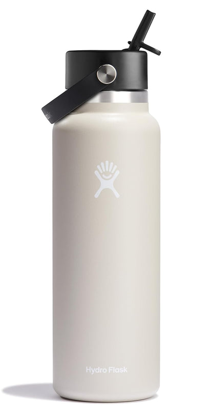 Hydro Flask Botella con Tapa de Popote Flexible, Acero Inoxidable Aislado - Avena - 40 onzas