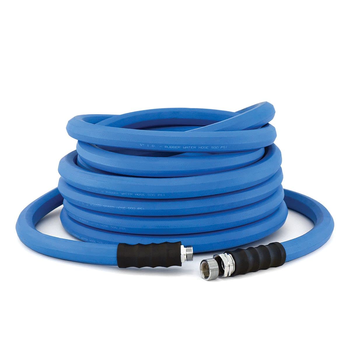 AG-LITE BSAL3450 Manguera de jardín de goma para agua caliente y fría, 100% goma, ultraligera, súper fuerte, 500 PSI, 50F a 190F grados, poliéster trenzado de alta resistencia