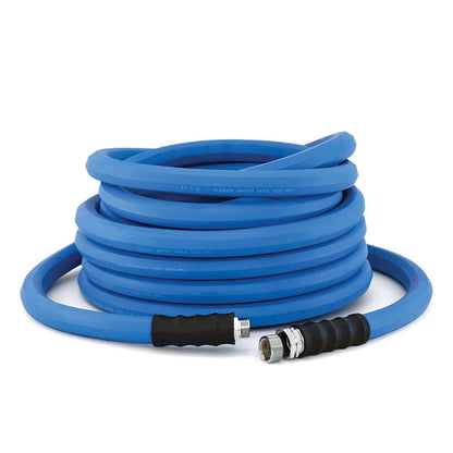 AG-LITE BSAL3450 Manguera de jardín de goma para agua caliente y fría, 100% goma, ultraligera, súper fuerte, 500 PSI, 50F a 190F grados, poliéster trenzado de alta resistencia