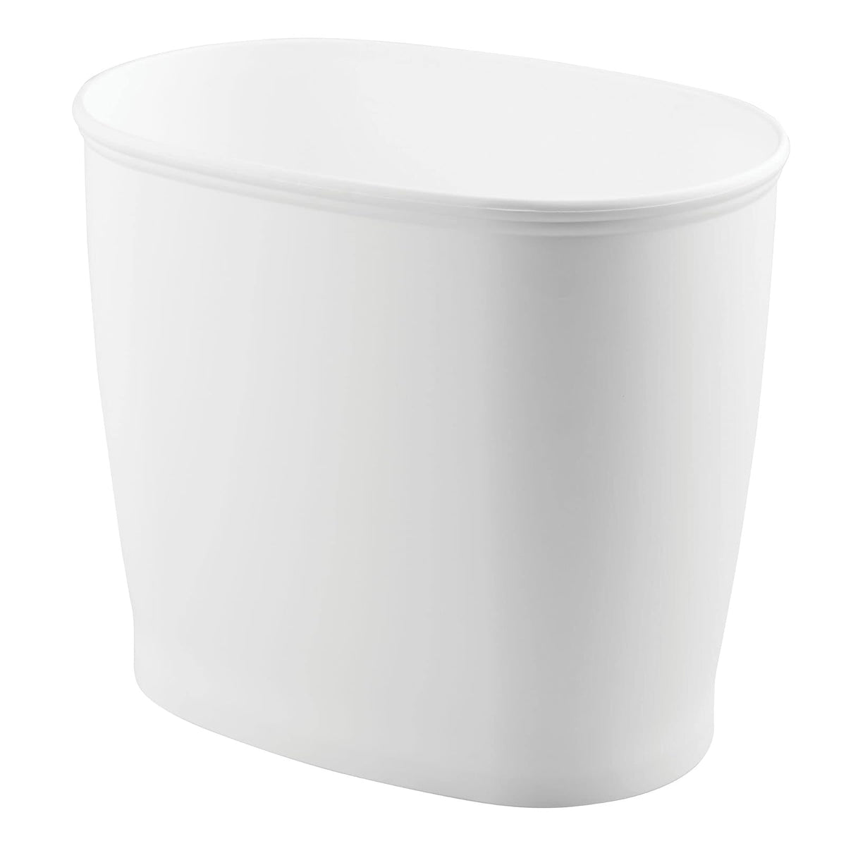 InterDesign 93441 Kent Oval Wastebasket Trash Can for Bathroom, Kitchen, Office, White