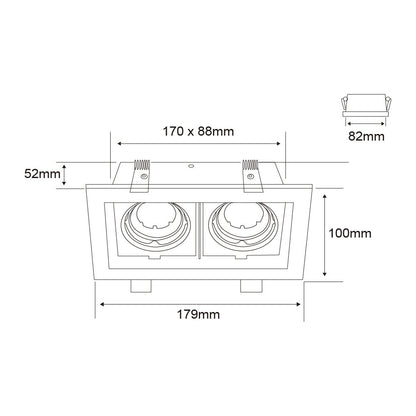 Tecnolite Lámpara Downlight Empotrable Dirigible, Potencia Máx. 120 W, 2 Bases GX5.3/GU10, No incluye focos