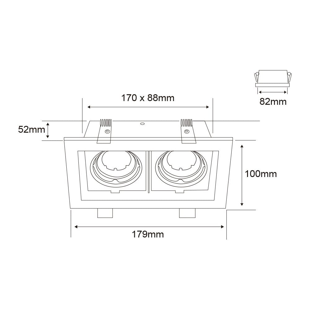 Tecnolite Lámpara Downlight Empotrable Dirigible, Potencia Máx. 120 W, 2 Bases GX5.3/GU10, No incluye focos
