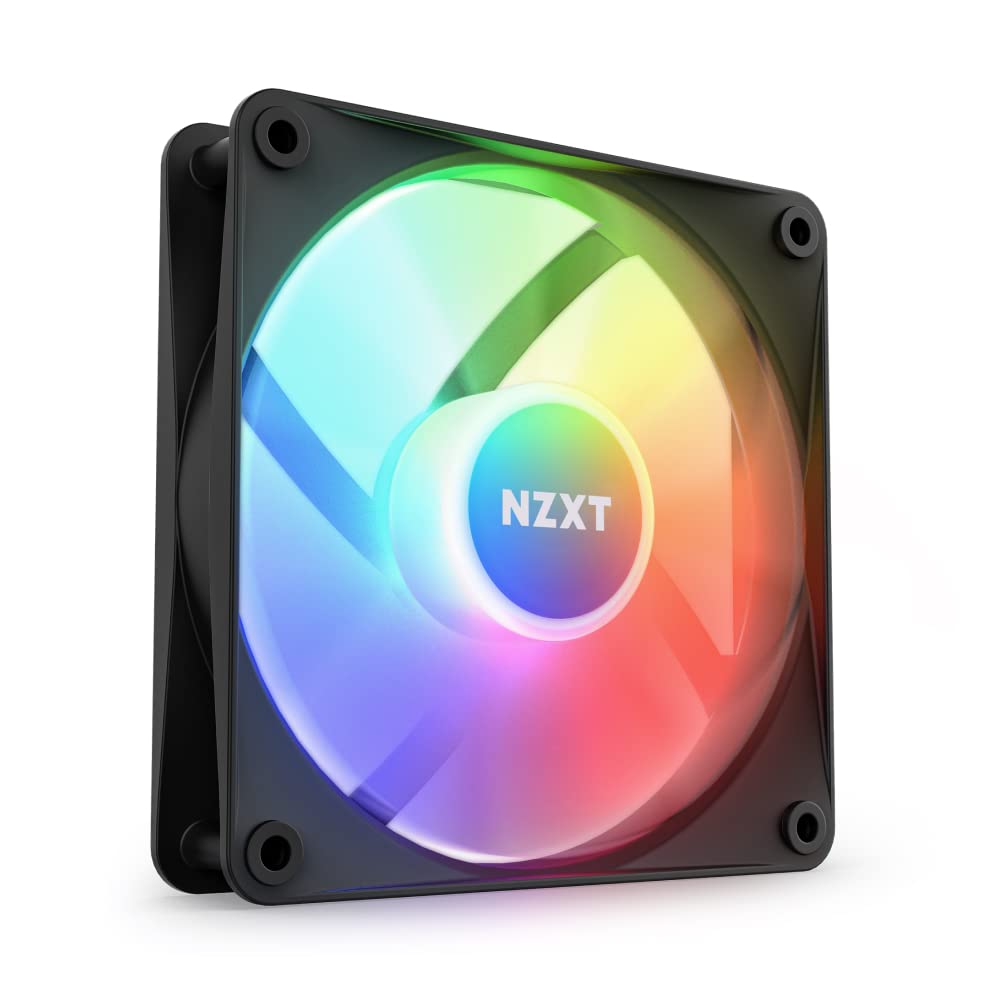 NZXT F120 RGB Core - Ventilador RGB montado en concentrador de 120 mm - 8 LED controlables individualmente, aspas de ventilador semi transparentes - Rodamiento hidrodinámico - Control PWM - Software
