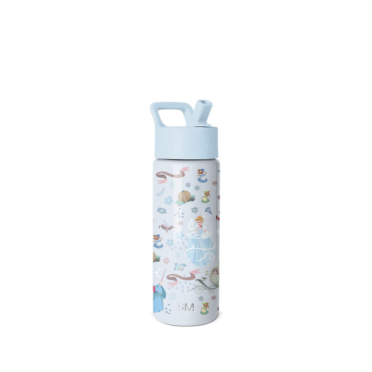 Simple Modern - Botella de agua Summit para niños con tapa de popote, vaso aislado de acero inoxidable de 18 onzas, para niñas, escuela, deseos florales de Cenicienta