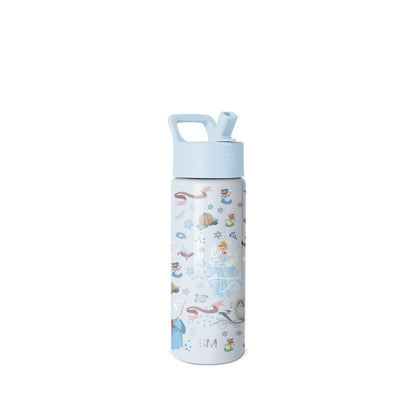 Simple Modern - Botella de agua Summit para niños con tapa de popote, vaso aislado de acero inoxidable de 18 onzas, para niñas, escuela, deseos florales de Cenicienta