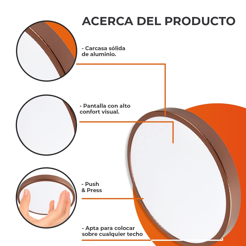 Tecnolite - Lámpara de interior LED para sobreponer, 16 W, Luz suave cálida