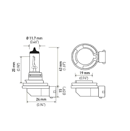 Hella Foco Standard H11 Halógeno de Cristal de Cuarzo con Terminal de Acero Inoxidable, 178555111