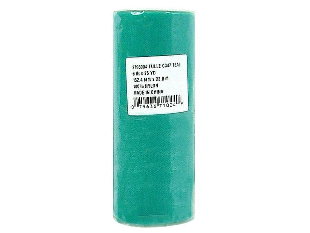 Offray Cinta de Tul para Manualidades, Verde Azulado, 6 Inch x 25 Yard, 1 - Verde azulado - 6 Inch x 25 Yard