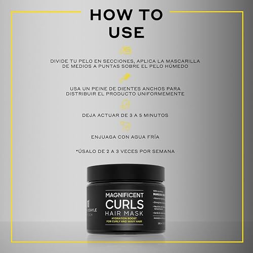 MARTHA DEBAYLE Mascarilla MAGNIFICENT CURLS, Boost de hidratación para pelo chino y ondulado, Con miel de manuka nutritiva, Sin parabenos y ftalatos, 300 ml