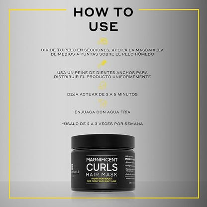 MARTHA DEBAYLE Mascarilla MAGNIFICENT CURLS, Boost de hidratación para pelo chino y ondulado, Con miel de manuka nutritiva, Sin parabenos y ftalatos, 300 ml
