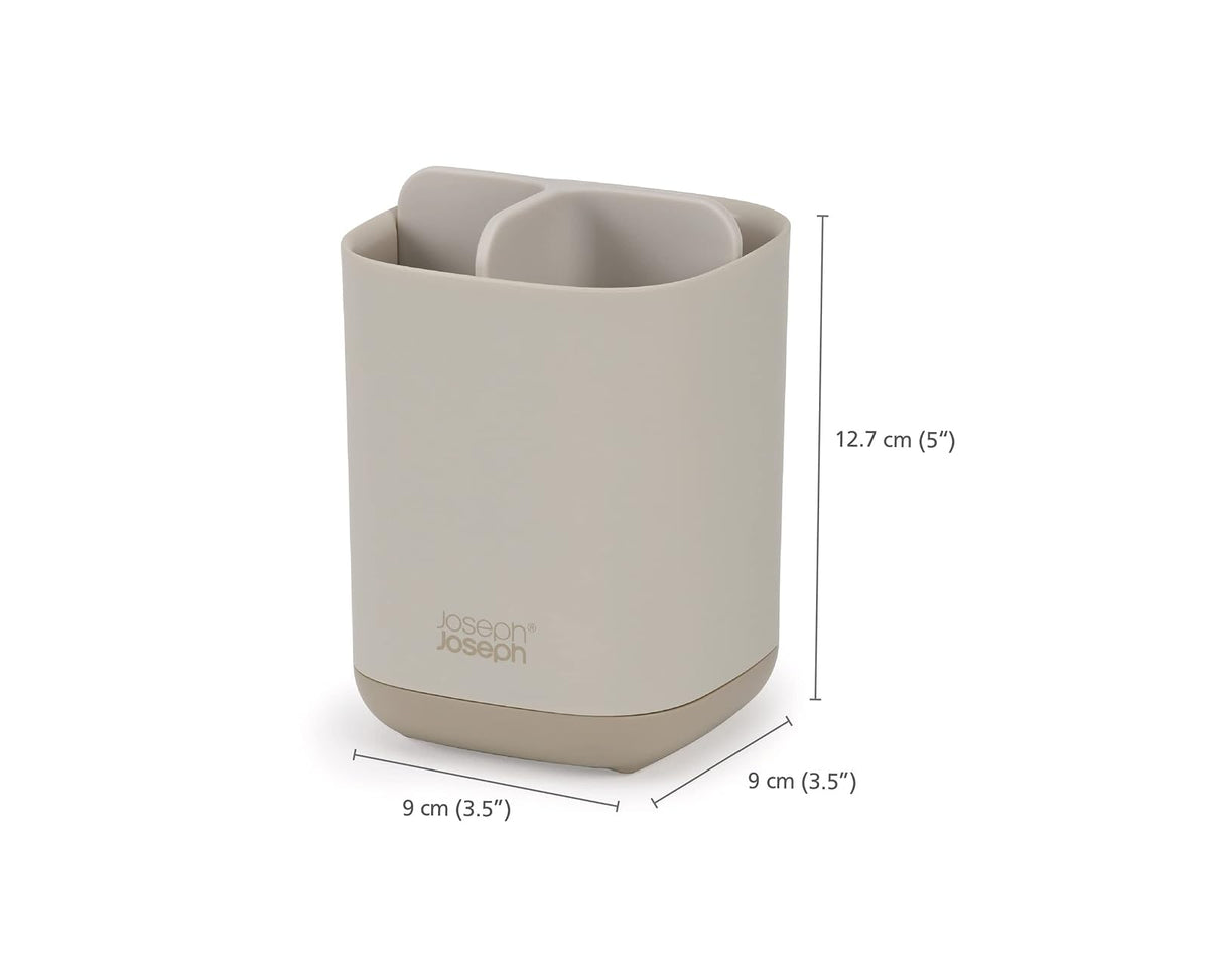 Joseph Joseph Easy-Store - Compact Toothbrush Holder Caddy Bathroom Storage- Ecru Small
