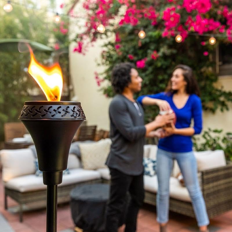 TIKI Island King - Antorcha de metal para exteriores de 65 pulgadas, resistente a la intemperie, decorativa TIKI con mecha de larga duración, recipiente de boca ancha para patio, patio trasero y