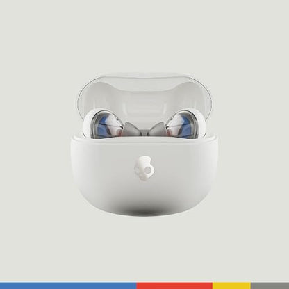 Skullcandy Rail Auriculares In-Ear Inalámbricos, 42 h de Autonomía, Skull-iQ, con Alexa Habilitada, Micrófono, Compatibles con iPhone Android y Dispositivos Bluetooth, Blanco