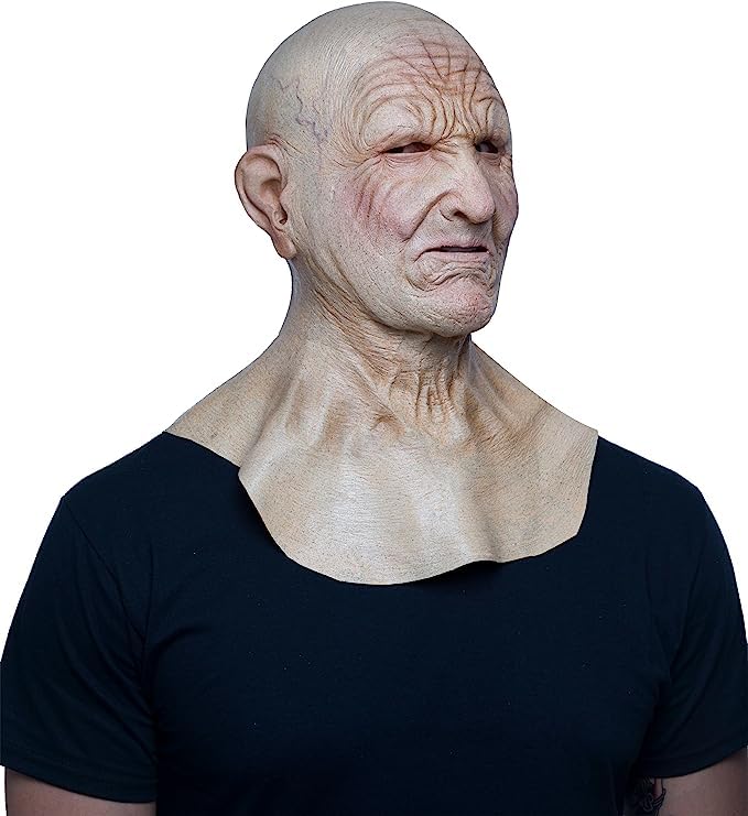 Elder Man, Máscara Divertida de Imitación de Hombre Adulto, Máscaras de Viejos Abuelos Ideal para Halloween y Fiestas de Disfraces