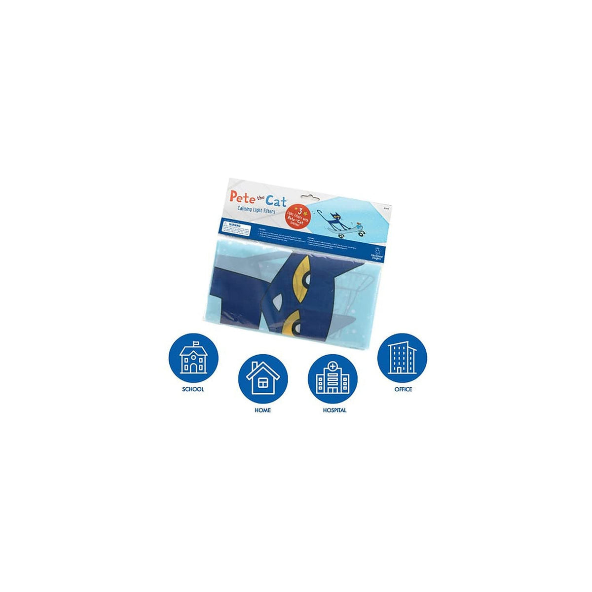 Educational Insights Pete the Cat Calming Light Covers 3-Pack. Reduce el brillo y el parpadeo. Fácil instalación para oficinas, hospitales, el hogar y los salones de clase
