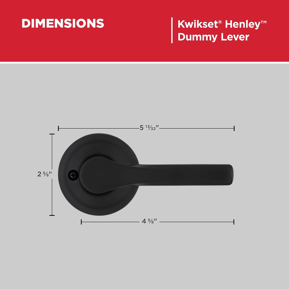 Kwikset Henley Manija de puerta para manija, palanca de una sola cara para armarios, puertas dobles francesas y despensa, palanca interior reversible sin giro negro mate, con protección Microban
