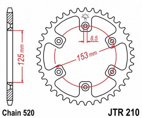 JT Sprockets JTR210.42 42T - Piñón Trasero de Acero, Color Negro