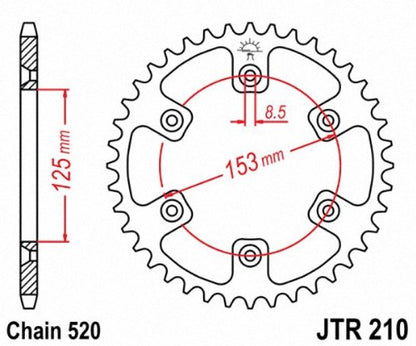 JT Sprockets JTR210.42 42T - Piñón Trasero de Acero, Color Negro