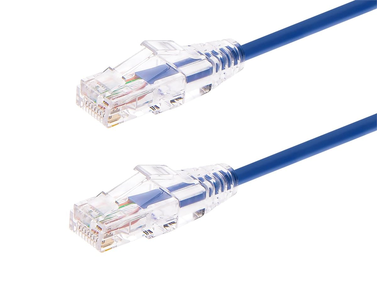 Monoprice Cable Ethernet Cat6 SlimRun 0.9 m (3 pies), Morado - 10ft - Azul - Patchwork