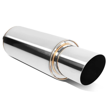 DNA MOTORING EXA-MF-004-T1 Silenciador de escape recto de acero inoxidable, universal, salida de 3 pulgadas, entrada de 2 pulgadas