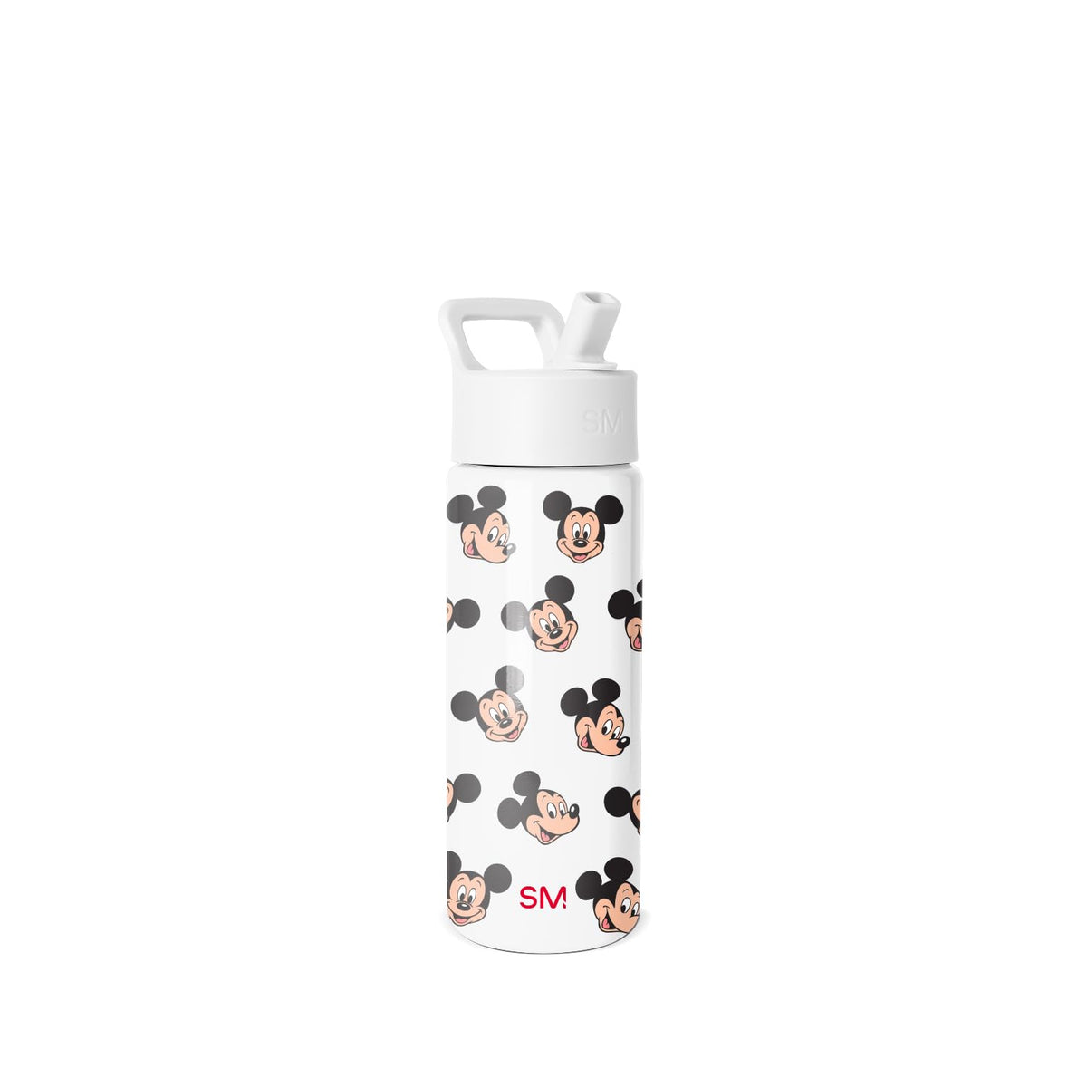 Simple Modern Summit - Botella de agua con tapa de popote, vaso de acero inoxidable aislado de 532 ml, para niños y niñas, para la escuela, diseño de caras de Mickey Mouse de Disney