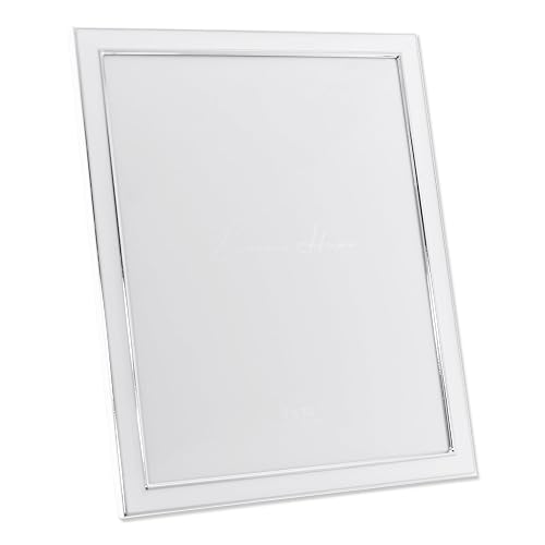 Lawrence Frames 586180 Metal with White Enamel Picture Frame, 8 by 10 inch, Silver Plated