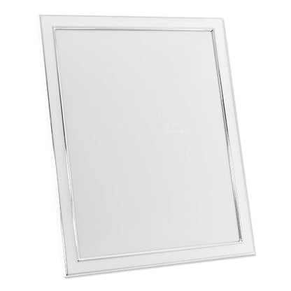 Lawrence Frames 586180 Metal with White Enamel Picture Frame, 8 by 10 inch, Silver Plated