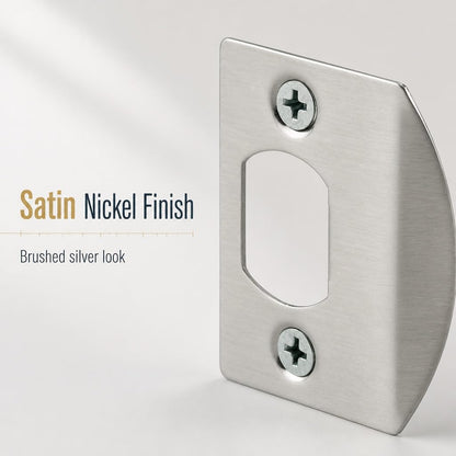 Prime-Line E 2457 Standard Latch Strike, 1-5/8 in., Steel, Satin Nickel Finish (Pack of 2)