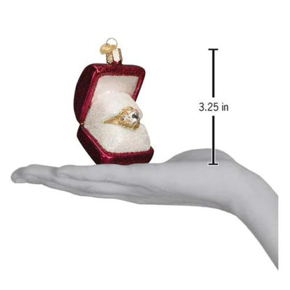 Old World Christmas Adornos: Regalos de Novia y Novio Adornos soplados de Vidrio para árbol de Navidad, Anillo en Caja