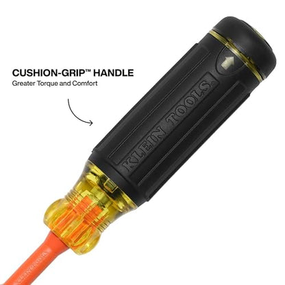 KLEIN TOOLS 32306INS | Desarmador Aislado 6 En 1 | 1000V | Bloqueo De Punta | Trabaja con más seguridad usando este desarmador aislado 6 en 1 de 1000V, con bloqueo y puntas en el mango.