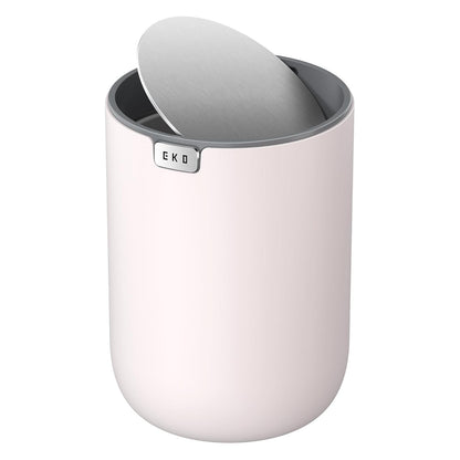EKO Fandy - Mini cubeta de basura con tapa de 0.58 gal/2.2 litros, basurero con tapa basculante para baño, encimera, tocador, escritorio u oficina, (rosa) - Rosa - 2.2 Liters