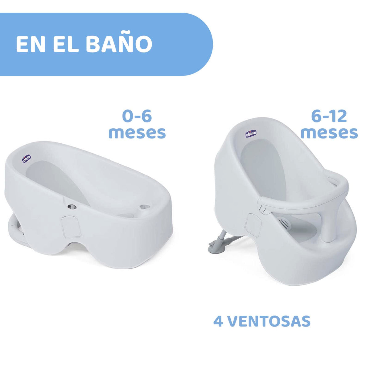 Chicco Bañera alta para Bebé Bubble Nest, Color Gris. Función 2 en 1 con doble modalidad. Compatible con tinas y regaderas, ideal para bebés de 0 a 12 meses de edad