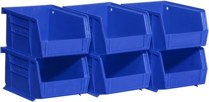 Akro-Mils AkroBins Contenedor Organizador 30210 | Azul, Paquete de 6, 5 in x 4 in x 3 in, Colgar, Apilable
