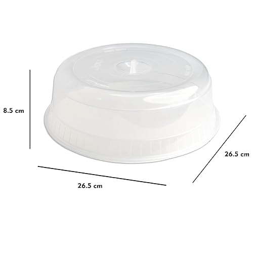 JOY - Tapa de Microondas, Pack de 2, Evita Salpicaduras y Mantiene la Humedad, Fácil Agarre, con Orificios para el Vapor, Apto para Plato de Horno, Plástico Libre de BPA, Transparente