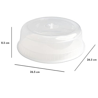 JOY - Tapa de Microondas, Pack de 2, Evita Salpicaduras y Mantiene la Humedad, Fácil Agarre, con Orificios para el Vapor, Apto para Plato de Horno, Plástico Libre de BPA, Transparente