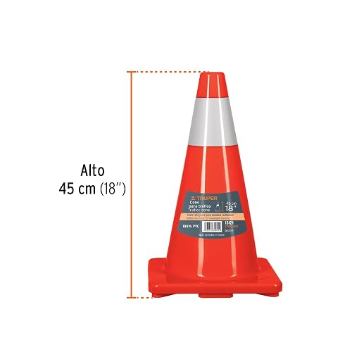 Truper CONO-45R, Cono de precaución, 45 cm con reflejante