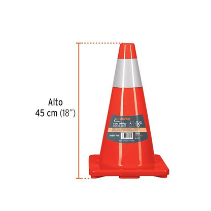 Truper CONO-45R, Cono de precaución, 45 cm con reflejante
