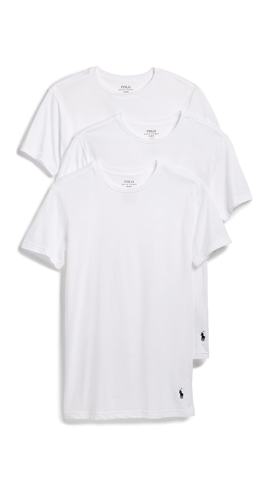 Polo Polo Ralph Lauren Slim Fit Absorbente Crew - Paquete de 3 Camisetas Camiseta para Hombre - Blanco - Cruise Navy - Paquete de 3 - G